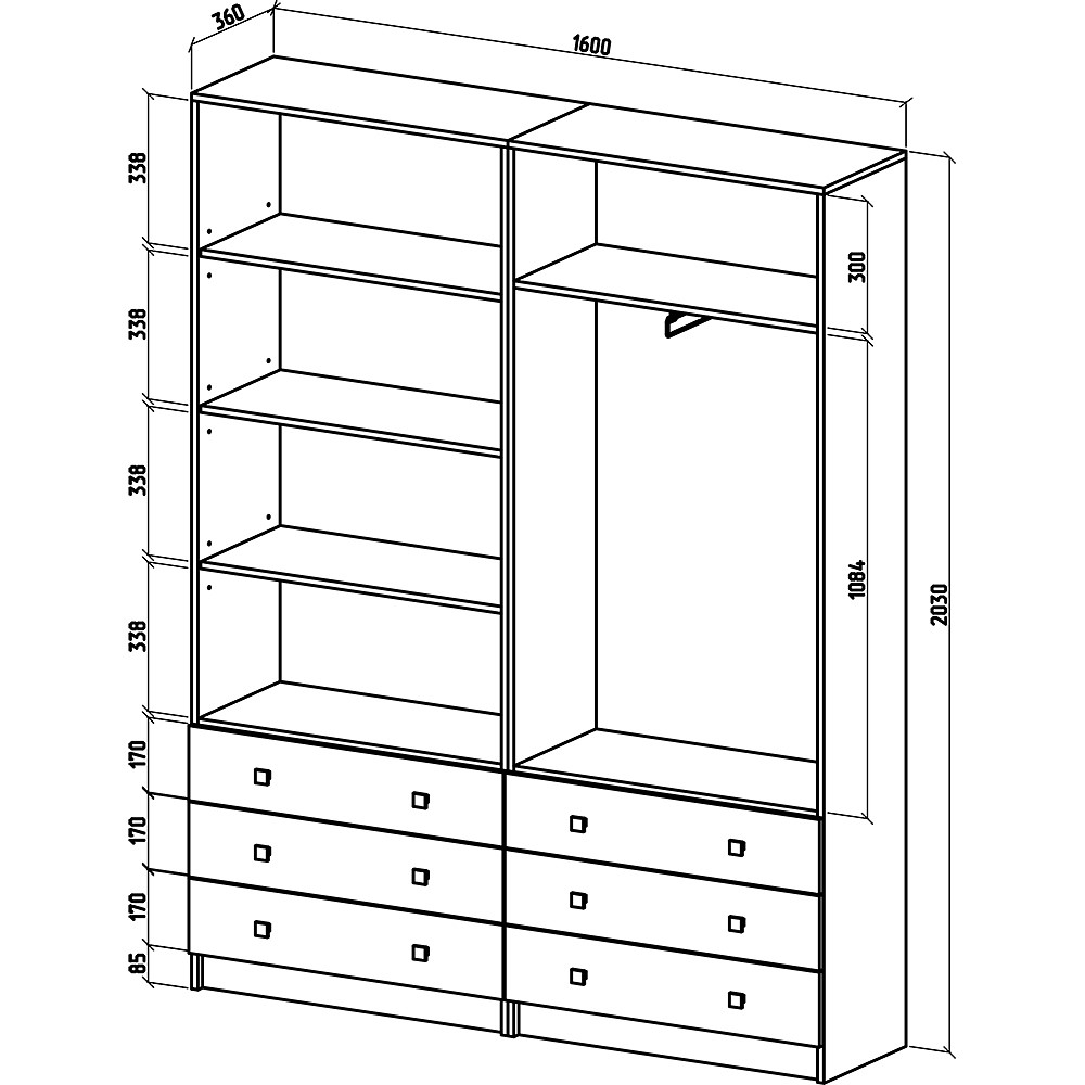 Чертеж шкаф платяной шкаф